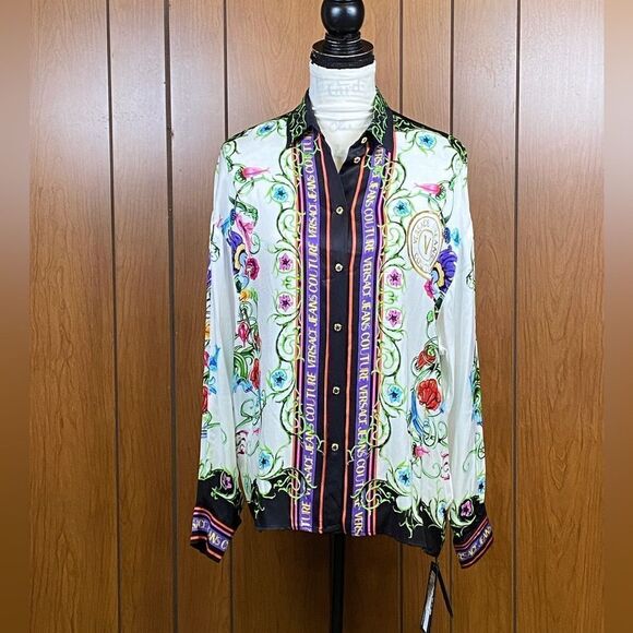 Versace Jeans Couture Logo-Printed Buttoned Shirt size 38/us size 2 - Picture 6 of 16